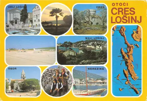 B45410 Losinj Boote Bateaux Flugzeuge Avionen Karte Carte Traditional Croatia