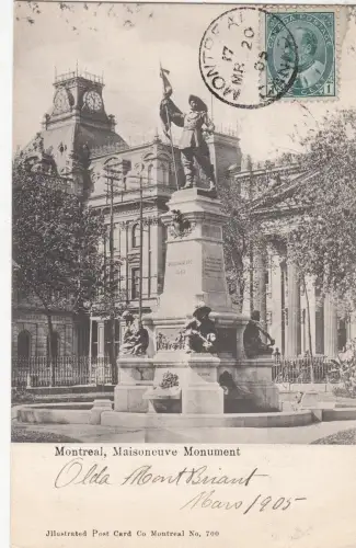 B77591 montreal masioneuve monument canada scan front/back image