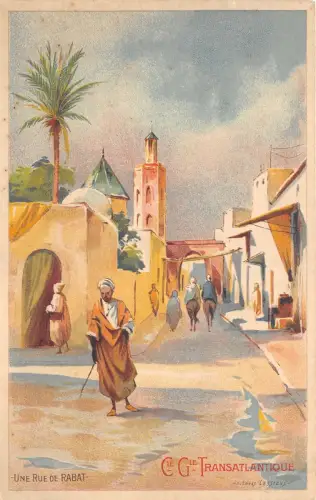 Lot269 une rue de rabat gg transatlantique postkarte afrika marokko