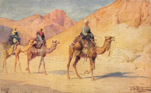 br106508 Kamele in der Wüste Ägypten Afrika Folklore Künstler signiert