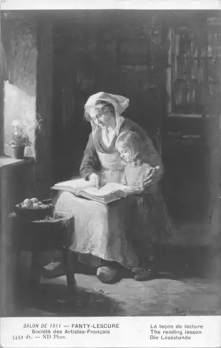 BR78444 Fanty Lescure Gemälde Postkarte La Lecon de Lecture Paris Frankreich