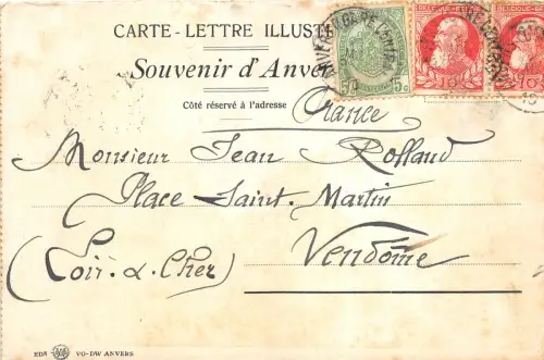 Lot 30 belgien carte lettre illustree postkarte anvers antwerpen