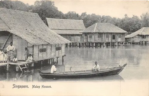 Lot 89 Singapur Malaiische Häuser auf Wasserboot Typen Folklore