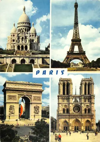 B110383 Frankreich Paris Le Sacre Coeur, La Tour Eiffel L'Arc de Triomphe Notre Dame