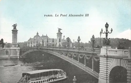 B107531 Frankreich Paris Le Pont Alexandre III Flussbrücke Boot Echtfoto UK