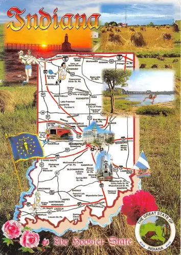 BG13777 indiana hossier state map carets geographiques usa
