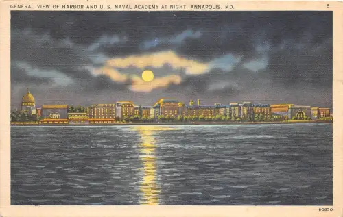 B37402 Gesamtansicht des Hafens und der US Naval Academy bei Nacht Annapolis USA