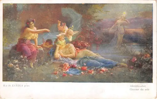 Lot328 hans zatzka pinx gemälde posctard charme du soir österreich