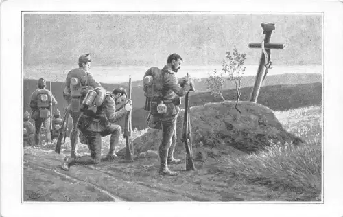 Lot280 a m Vallas Österreich Soldaten am Grab Militär Militaria