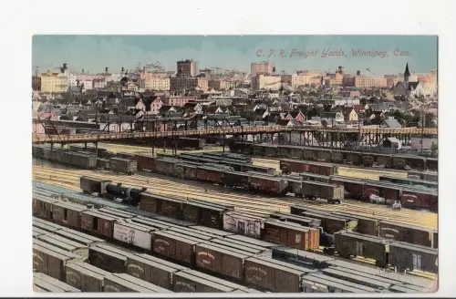 B77477 Winnipeg CPR Güterbahnhof Zug Kanada Scan Vorder-/Rückseite Bild