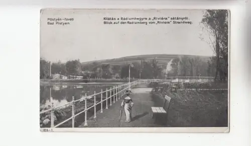 B82621 postyen furdo bad pistyan blick auf radiumberg slovakia front/back scan