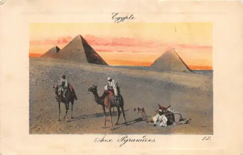 Lot163 Afrika Ägypten Typen Folklore Kostüm zu den Pyramiden Kamel