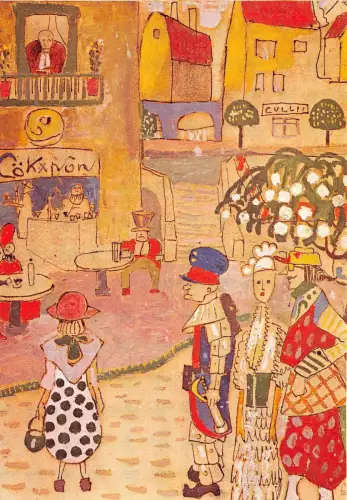 B64137 Kunst Reproduktion Gulacsy Lajos Straße Ungarn Gemälde Postkarte