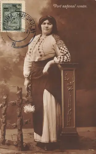 b0178 Hafen beliebte römische Frau Femeie Romania Folklore Typen