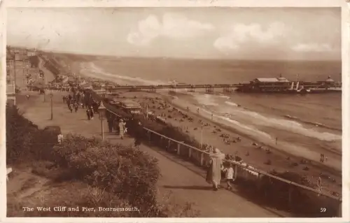 uk16048 west cliff and pier bournemouth real photo uk