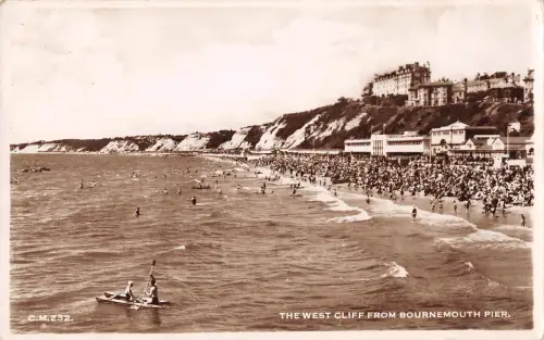 uk29217 west cliff from bournemouth pier real photo uk