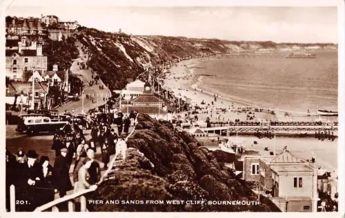 BR101496 Pier und Sand von West Cliff Bournemouth Echtfoto UK