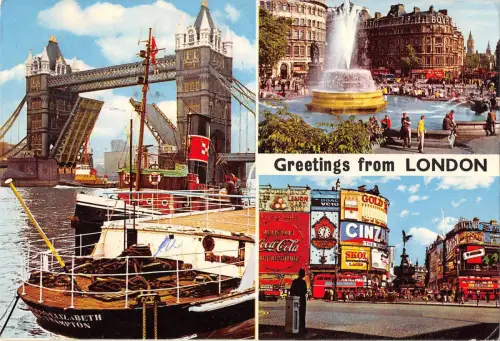 BT13687 Tower Bridge Trafalgar Square Piccadilly Circus London Schiff England