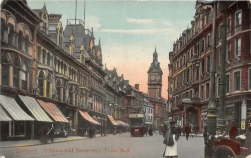 br109471 commercial street and town hall newport wales uk