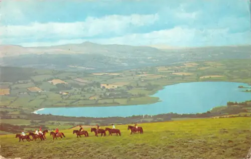 uk7120 pony trekkkers on the black mountains lake langorse tan troed wales uk