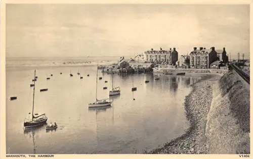 auk41358 the harbour barmouth wales real photo uk