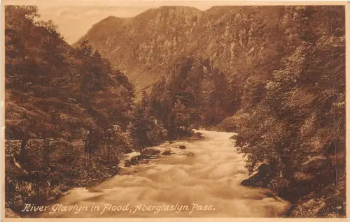 uk48430 river glaslyn in flood auberglaslyn pass wales real photo uk