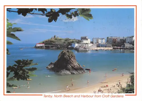 uk44602 north beach and harbour from croft gardens tenby wales uk
