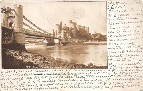 BR62112 Conway die Burg und Hängebrücke Wales