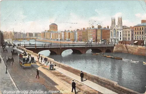 BR099975 Grattan Brücke Dublin River Liftey Straßenbahn Irland Wagen