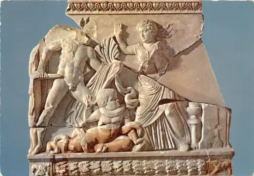 BG12166 Antike Korinthe Museumsseite eines Marmorsarkophags Skulptur Griechenland