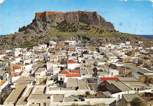 B96327 Rhodos Blick auf Lindos und die Akropolis Griechenland