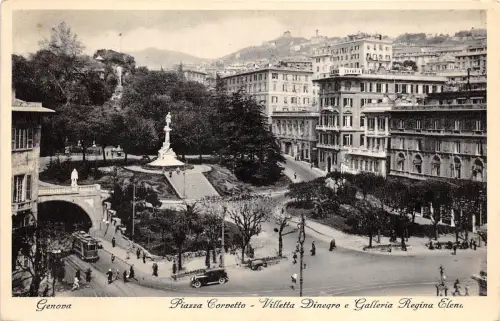B71154 Genova Piazza Corbetto Villetta Dinegro e galleria regia Elena Italien