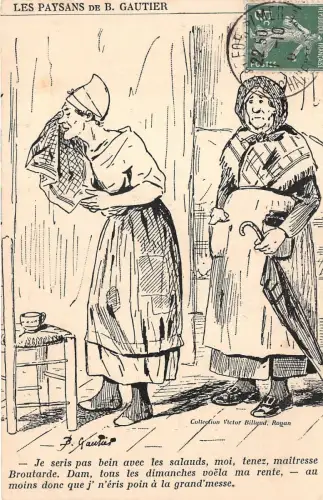 Lot256 alte Frauen Les Baysans de B Gautier Künstler signiert Frankreich TCV