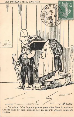 Lot256 les paysans de b gautier france artist signed woman and child TCV