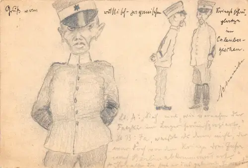 Lot255 AK Gemälde Deutschland Handarbeit Militär Limmer Hannover