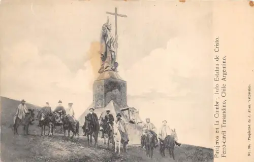 Lot352 pasajeros en la cumbr estatua de cristo trasandino argentina