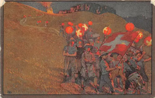 Lot325 Jungen mit Laternen Schweiz Nationalfeiertag 1912 Festa Naziolane