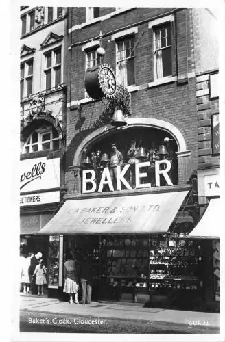 uk40302 bakers clock gloucester real photo uk shop juwelier