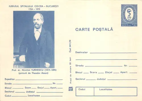 B8269 Entier Postaux Rumänische Derma Dermathologie Ärzte Nicolae Turnescu