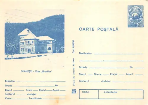 B8150 Entier Postaux Rumänisch Sante Thermalisme Olanesti Balneo Vila Brazilor