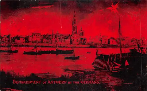 Lot330 Bombardement of Antwerp by the Germans Military Ship UK Zeppelin