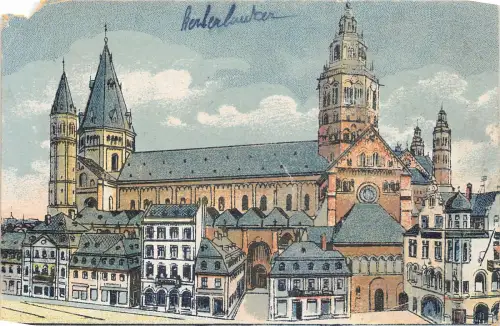 Lot 62 Deutschland Mainz Mayence Dom Kathedrale Potcard Ecke gerissen