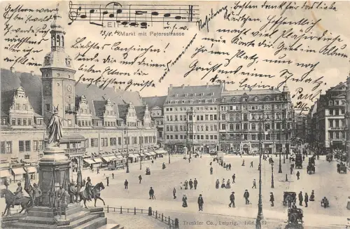 Lo216 Deutschland Leipziger Markt mit Peterstraße Musik Postkarte
