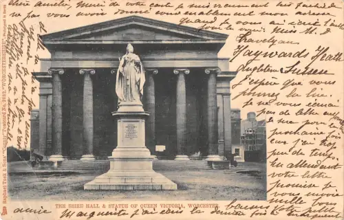 uk39634 shire hall and statue of queen victoria worcester real photo uk lot 23