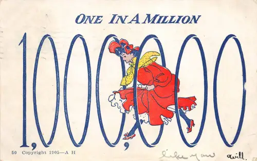 US5668 one in a million woman greetings o will artist signed usa fantasy