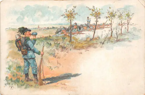 Lot124 Gemälde AK Militär Soldaten Litho Ungarn