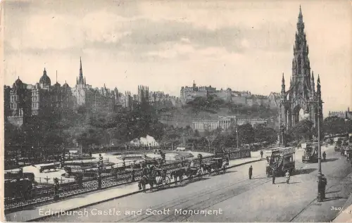 uk38748 edinburgh castle and scott monument scotland real photo uk lot 18 uk