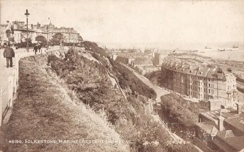 uk38937 marine crescent from leas folkestone real photo uk lot 19 uk