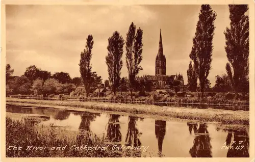 uk38549 river and cathedral salisbury real photo uk lot 17 uk