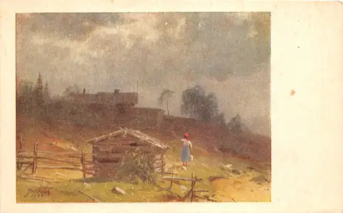 Lot 45 J Falck Kunst Gemälde Postkarte Kunst Landschaft Finnland Typen Folklore